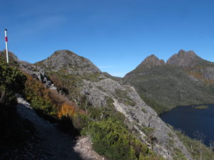 Mt Amos track, looking over Lake Dove to Cradle Mountain